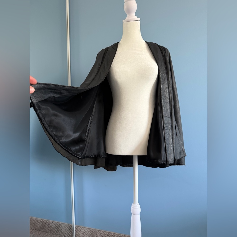 Vintage lambskin leather cape - hand crafted factory sample